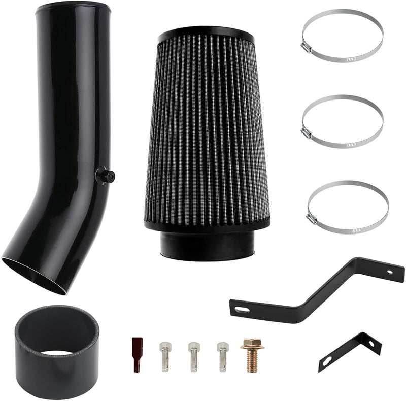 Plobeda 7.3L Cold Air Intake Kit 4" Cold Air Intake Pipe Kit for Ford F250 F350 Super Duty 1999.5 2000 2001 2002 2003 7.3 Powerstroke Diesel (Black) - Image 1